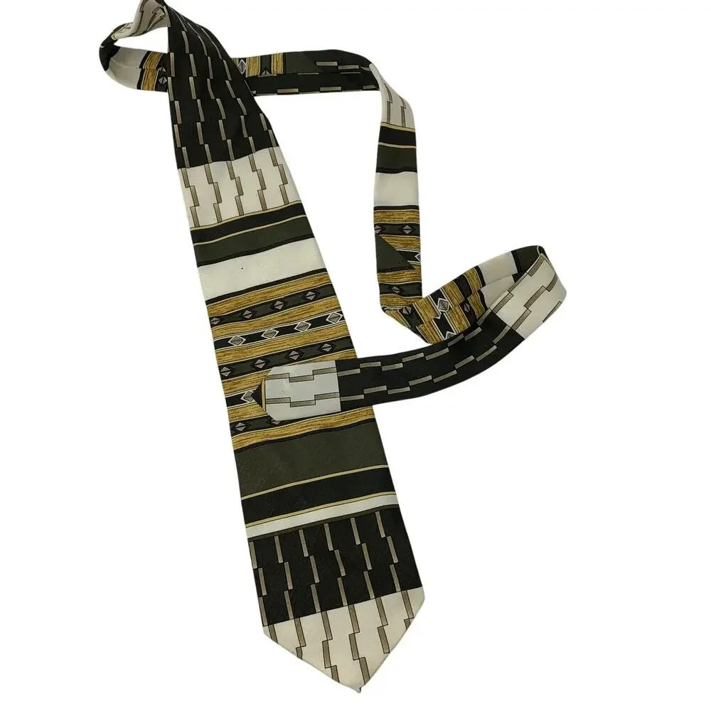 Vintage Pierre Balmain Tie Multicolor Geometric Print 56